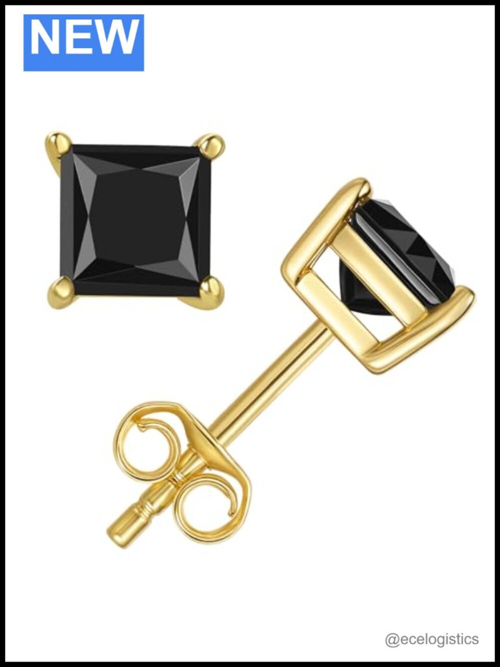 Princess Cut Moissanite Stud Earrings Sterling Silver